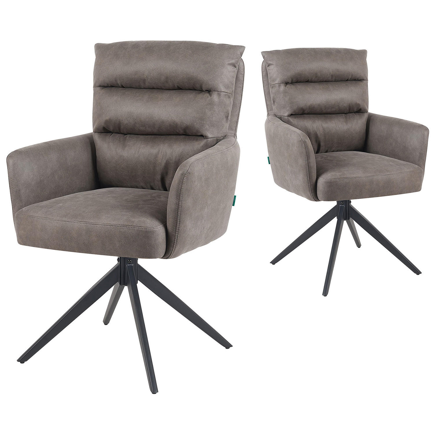 ARMLEHNSTUHL Mika-Alva - Taupe/Schwarz, Textil/Metall (59/94/66cm) - DUBI Möbel