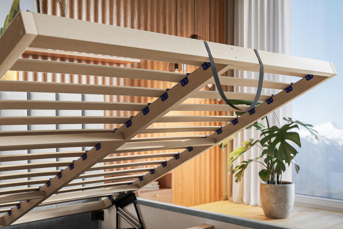 BETT 160x200 - Polsterbett mit Bettkasten und Holzrahmen - Modern Betten - Glatter Kronos-Stoff - Kollektion Tokio, Grün - AlpiMeble - Grün, Holz/Kunststoff (160/200cm) - Alpi-Möbel