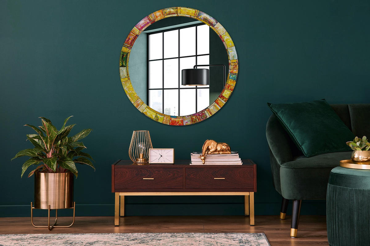 SPIEGEL Ø90 cm Rund mit Aufdruck - Multicolor, Glas (90/90/0.4cm) - TULUP