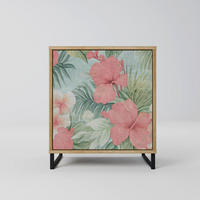 SIDEBOARD HAWAIIAN SPIRIT, Eichefarben, 57,5x42x67,5 cm, Schwarze Metall-Rahmenfüße - Eichefarben/Multicolor, Holzwerkstoff/Metall (57.5/67.5/42cm) - SpaceRebels