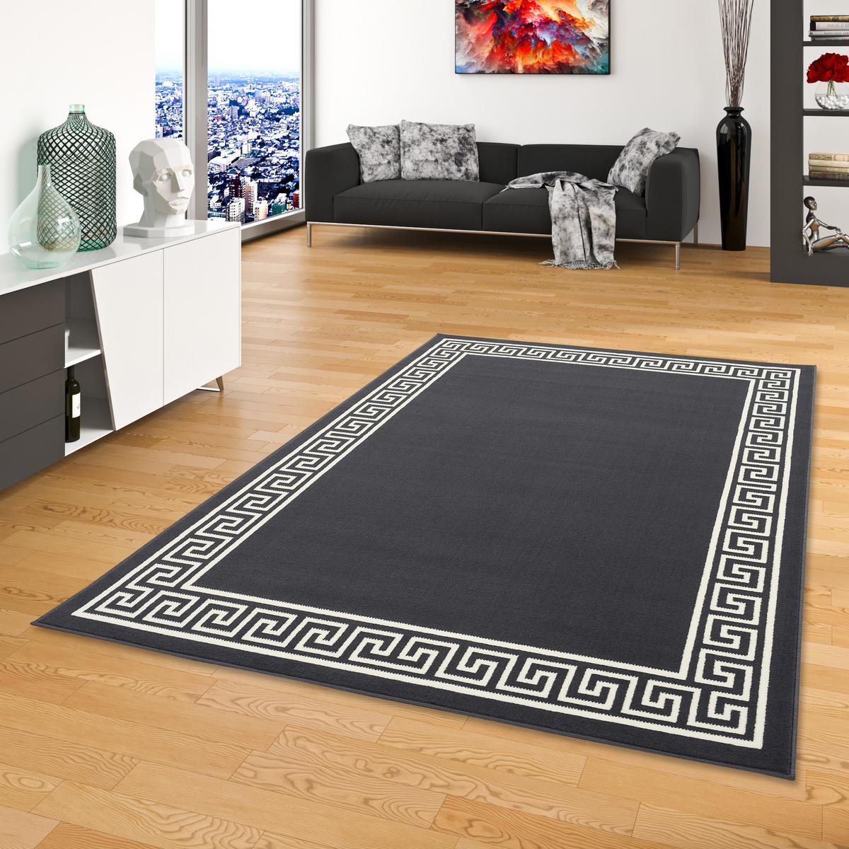 TEPPICH TRENDLINE RÖMISCH BORDÜRE - Anthrazit, Textil (140/200cm) - Pergamon
