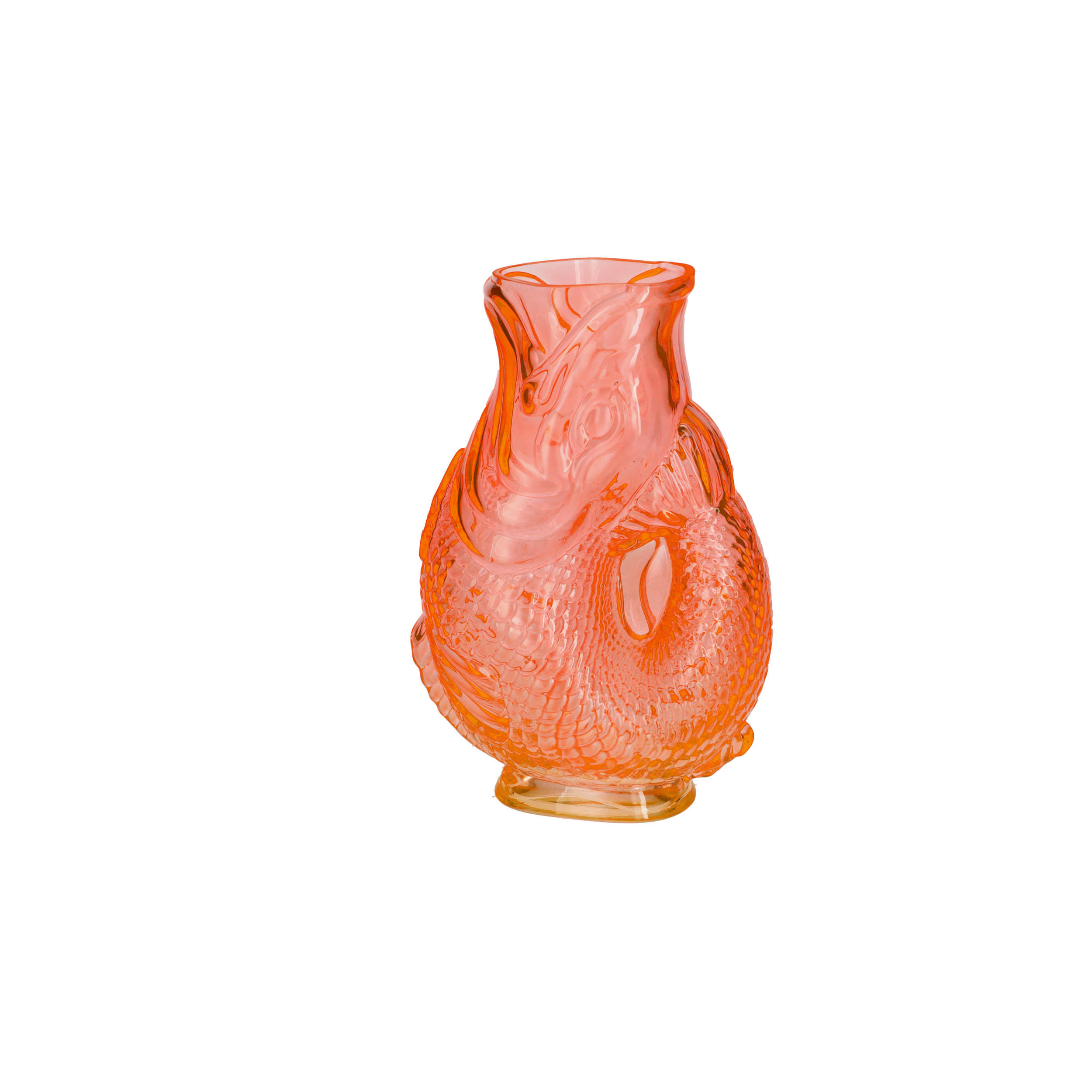 VASE Jacquard S, Fisch-Form, Glas, Orange, H 24 cm - Orange, Glas (24cm) - Gift Company