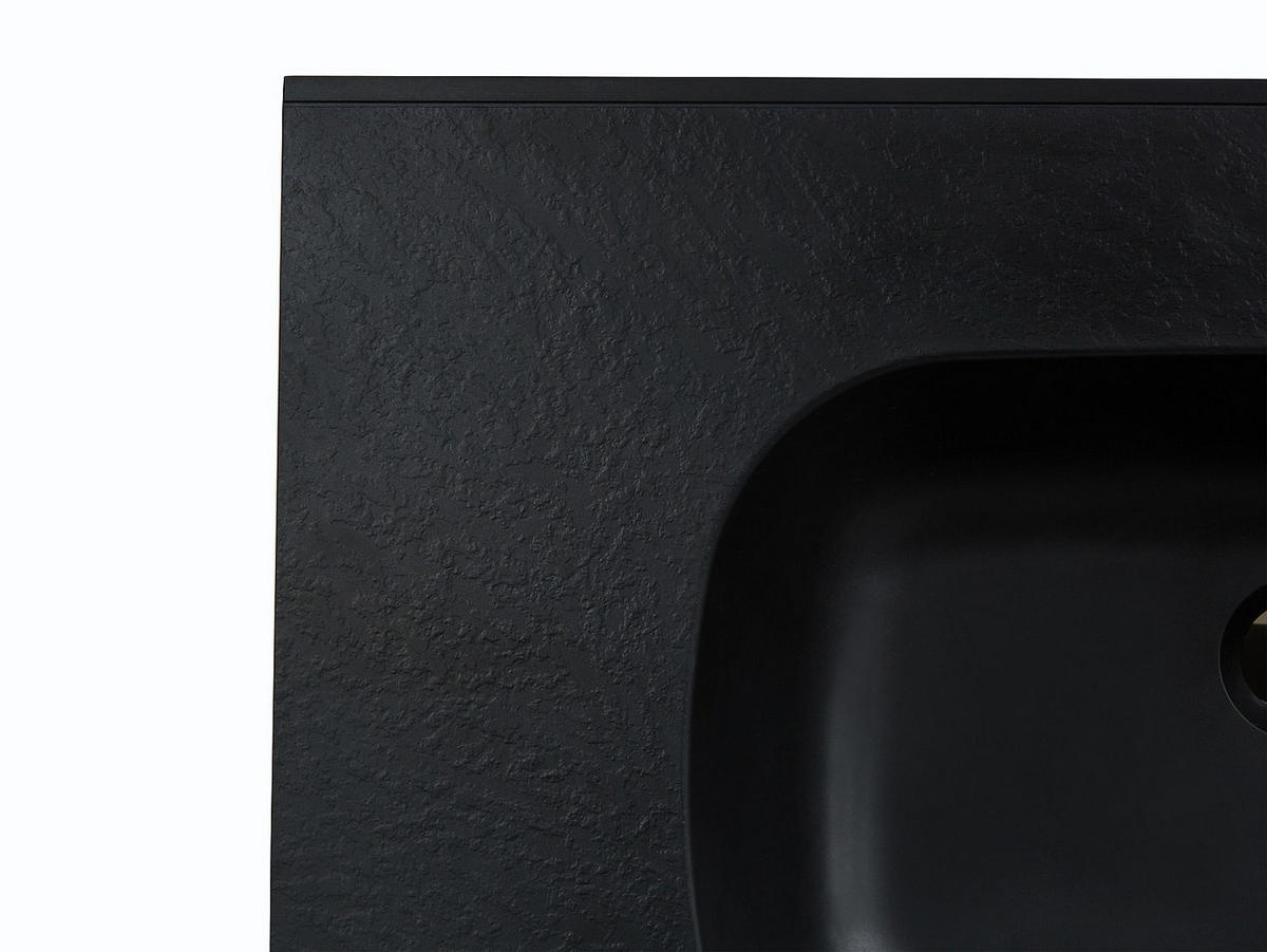 EINBAUWASCHBECKEN - 80 cm x 46 cm - Harz - Schwarz - OKIWA - Schwarz, Kunststoff (80/14.5/46cm) - Vente-Unique