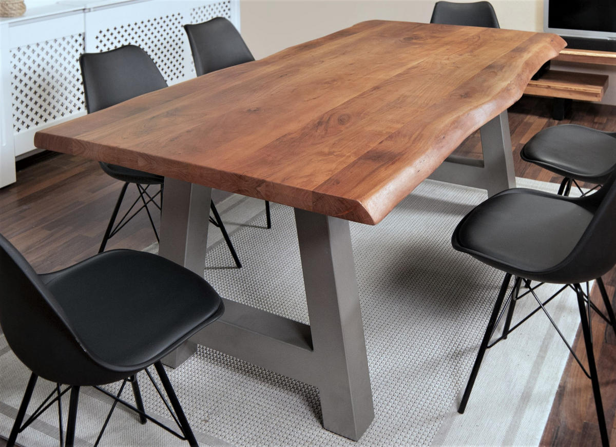 ESSTISCH CALI - Silberfarben/Braun, Holz/Metall (100/240/77cm) - SAM