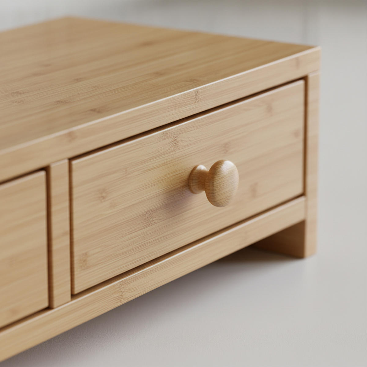 MONITORSTÄNDER Holzoptik MDF 3 Schubladen - Hellbraun, Holzwerkstoff (24/51/12.5cm) - Relaxdays