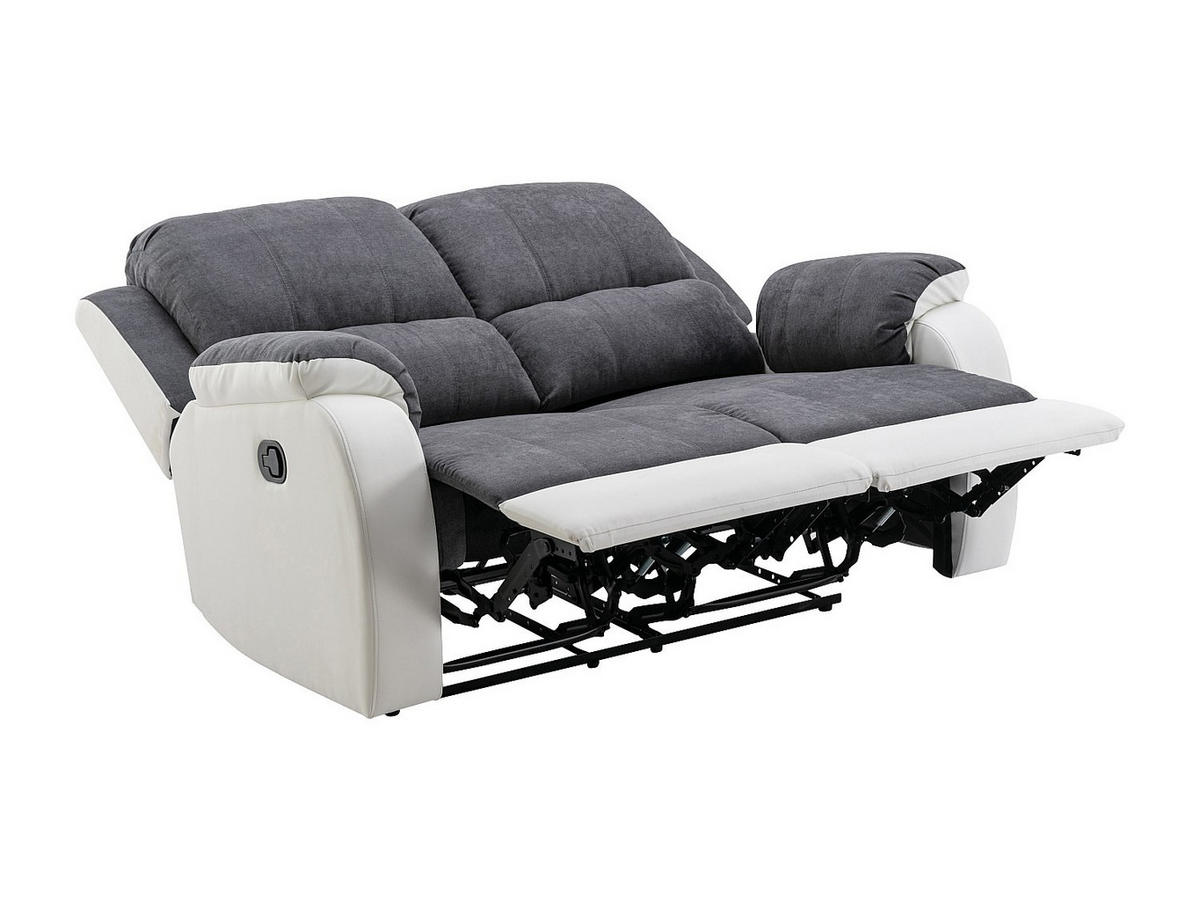 RELAXSOFA - 2 Personen - stoff - grau, weiß Brody - Weiß, Kunststoff/Textil (148/99/98cm) - Vente-Unique