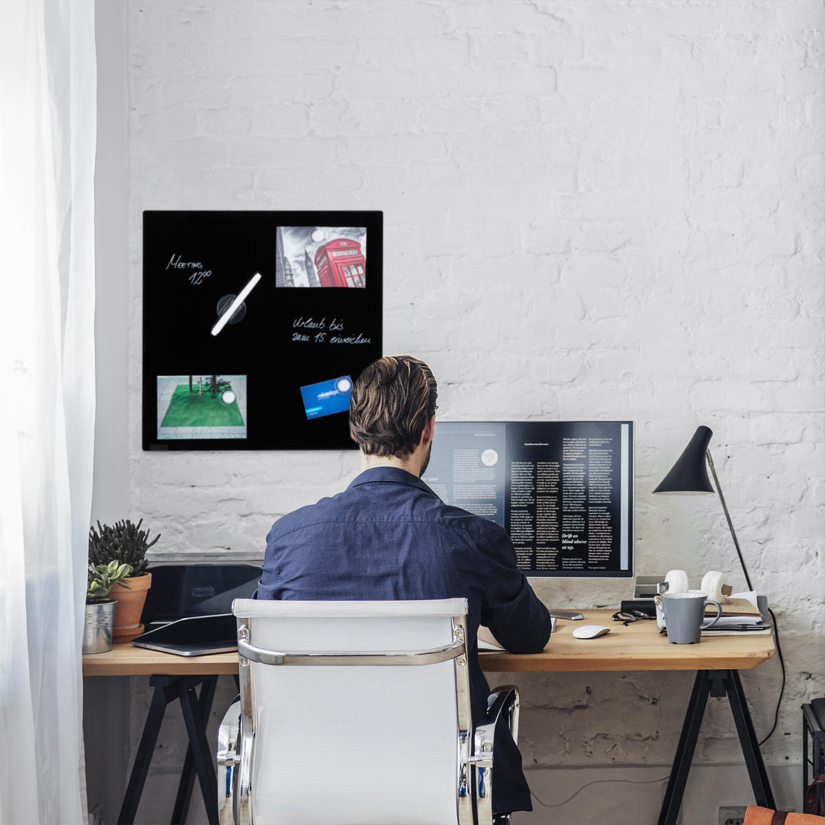 MAGNETTAFEL - Schwarz, Glas/Metall (40/40/0.4cm) - Relaxdays