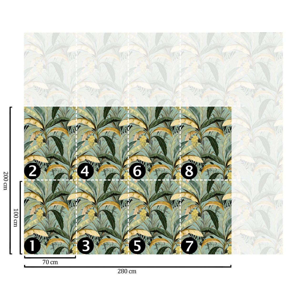 TAPETE Wald aus echtem Papier, 200x280cm, 8 Bögen - Grün, Papier (280/200cm) - WALLPAPERS4BEGINNERS