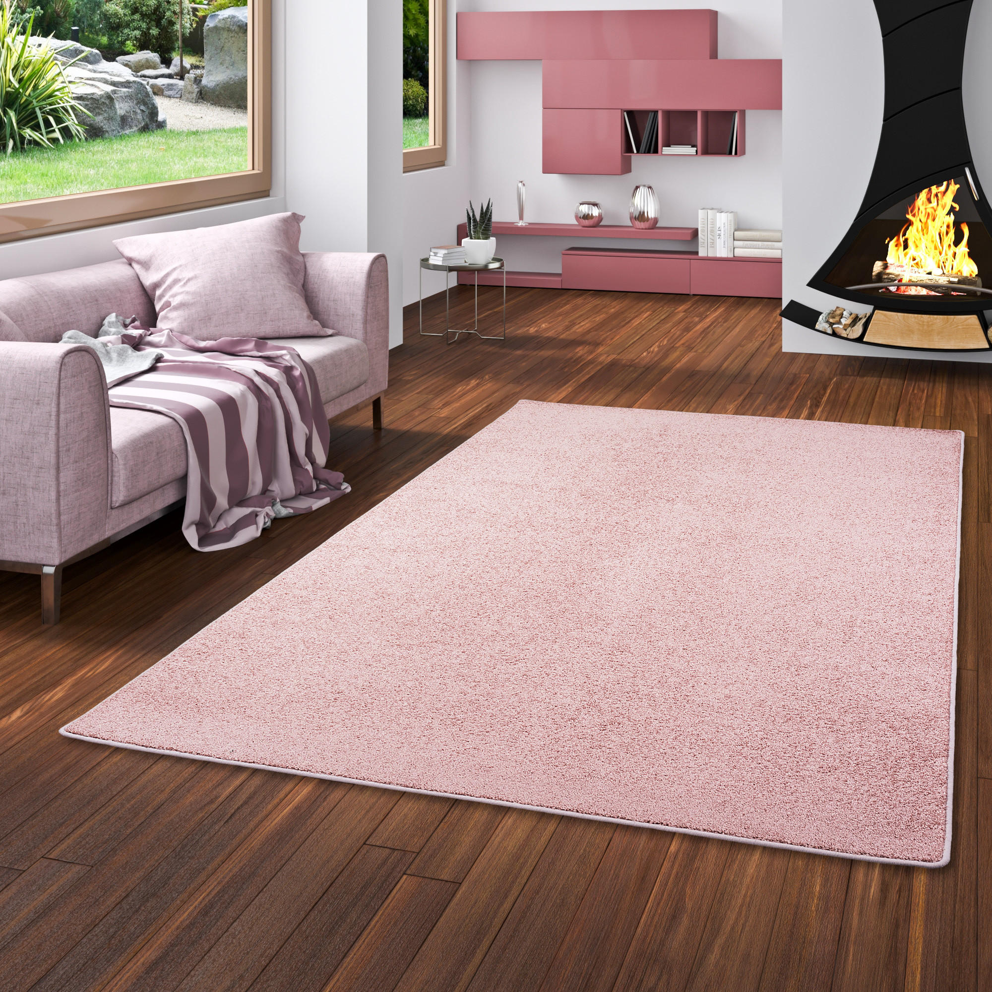 HOCHFLOR VELOURS TEPPICH LUNA - Rosa, Textil (200/250cm) - Snapstyle