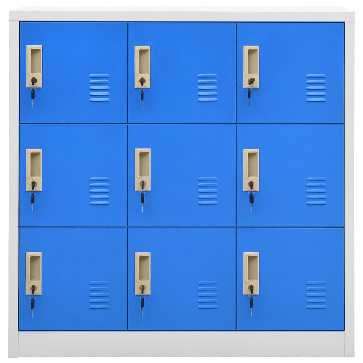 SCHLIESSFACHSCHRANK Hellgrau Und Blau 90/45/92,5 Cm Stahl - Blau, Metall (45/92.5/90cm) - vidaXL