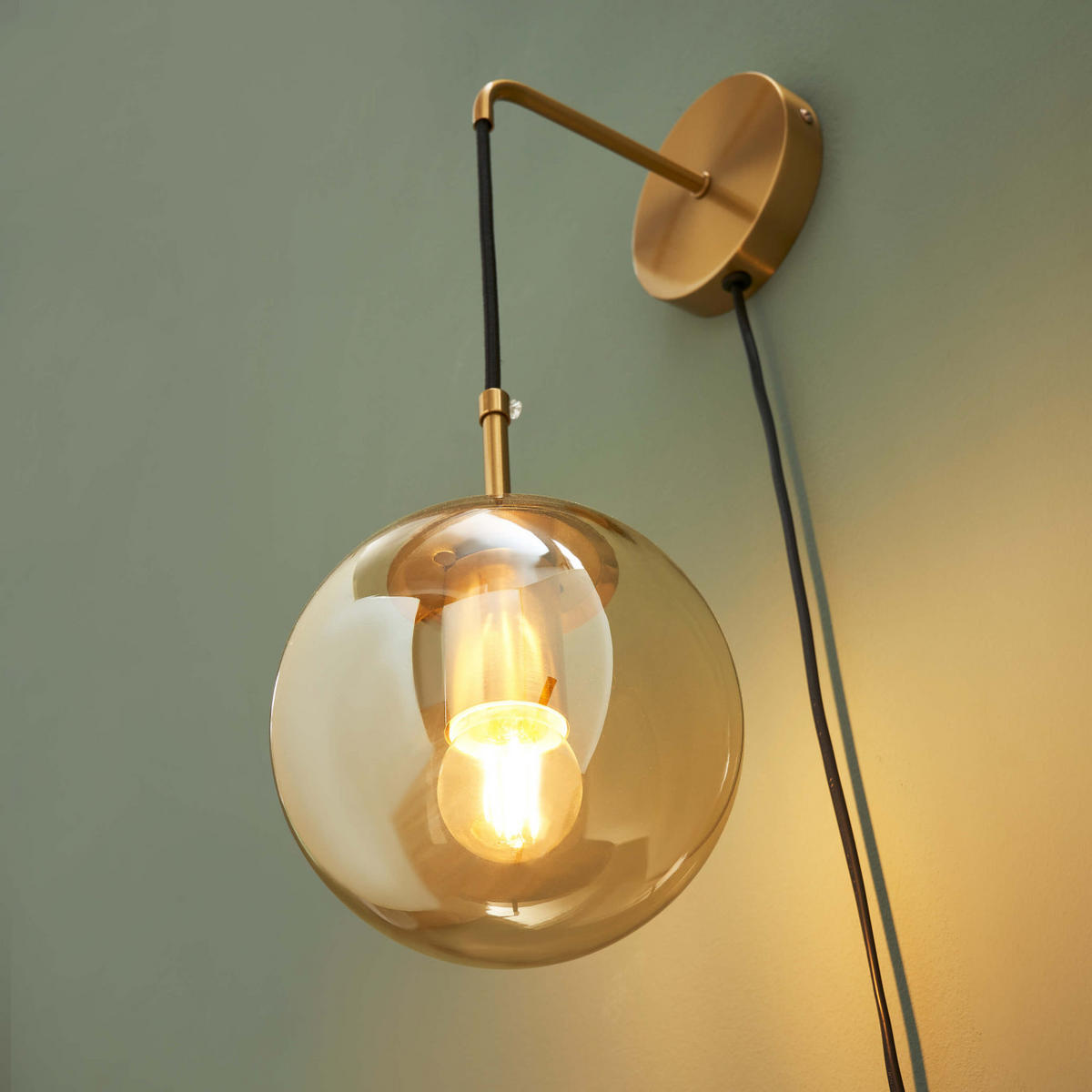 WANDLEUCHTE Robyn, Bernstein und Gold, 60cm - Goldfarben, Glas (15/60/23cm) - KOSILUM
