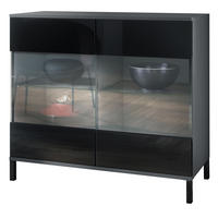 KOMMODE Bari Schwarz Hochglanz - Schwarz Hochglanz, Holzwerkstoff (92.5/83.5/35cm) - Vladon
