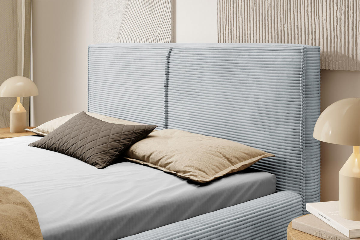 POLSTERBETT Farese Hellgrau Cordbezug 180 cm - Hellgrau, Textil (180/200cm) - Selsey