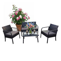 4DÍLNÝ zahradní set - černá, kov/textil - Relaxdays