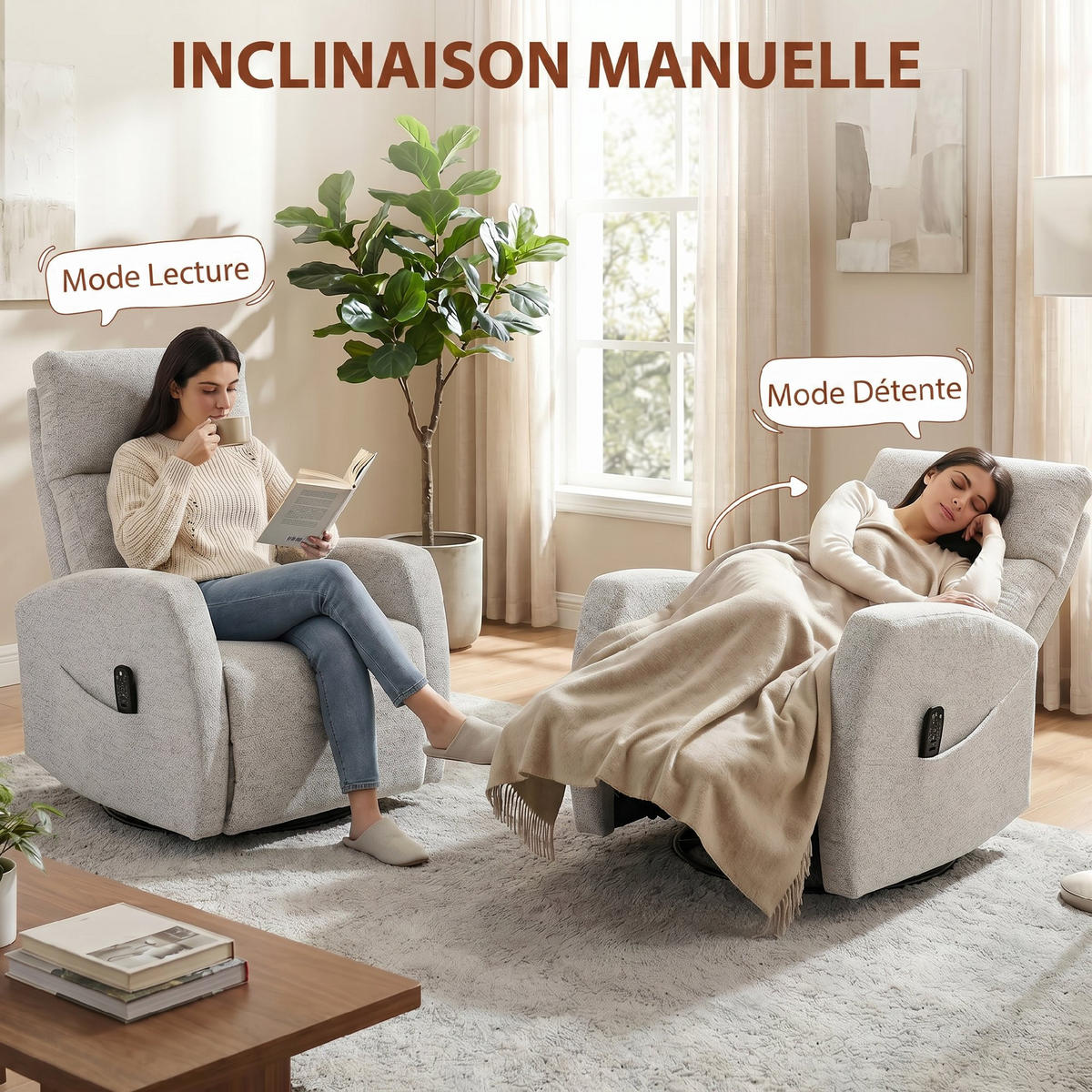 MASSAGESESSEL Creme mit Massagefunktion und Heizung 163/73,5/86 cm - Creme, Textil (163/86/73.5cm) - PANGIVO