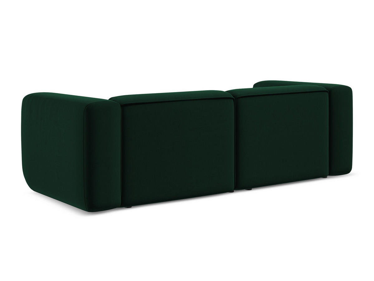 3-SITZER SOFA Samt Stoff Grün - Dunkelgrün/Schwarz, Kunststoff/Textil (228/70/89cm) - Makamii