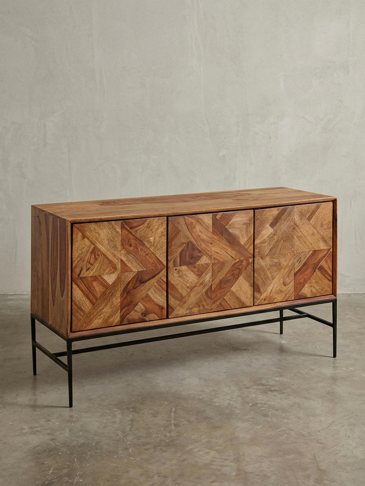 SIDEBOARD – Massivholz, 123x70x45 cm, Industrial-Stil, Stauraum - Schwarz/Braun, Holz/Metall (123/70/45cm) - KADIMA DESIGN