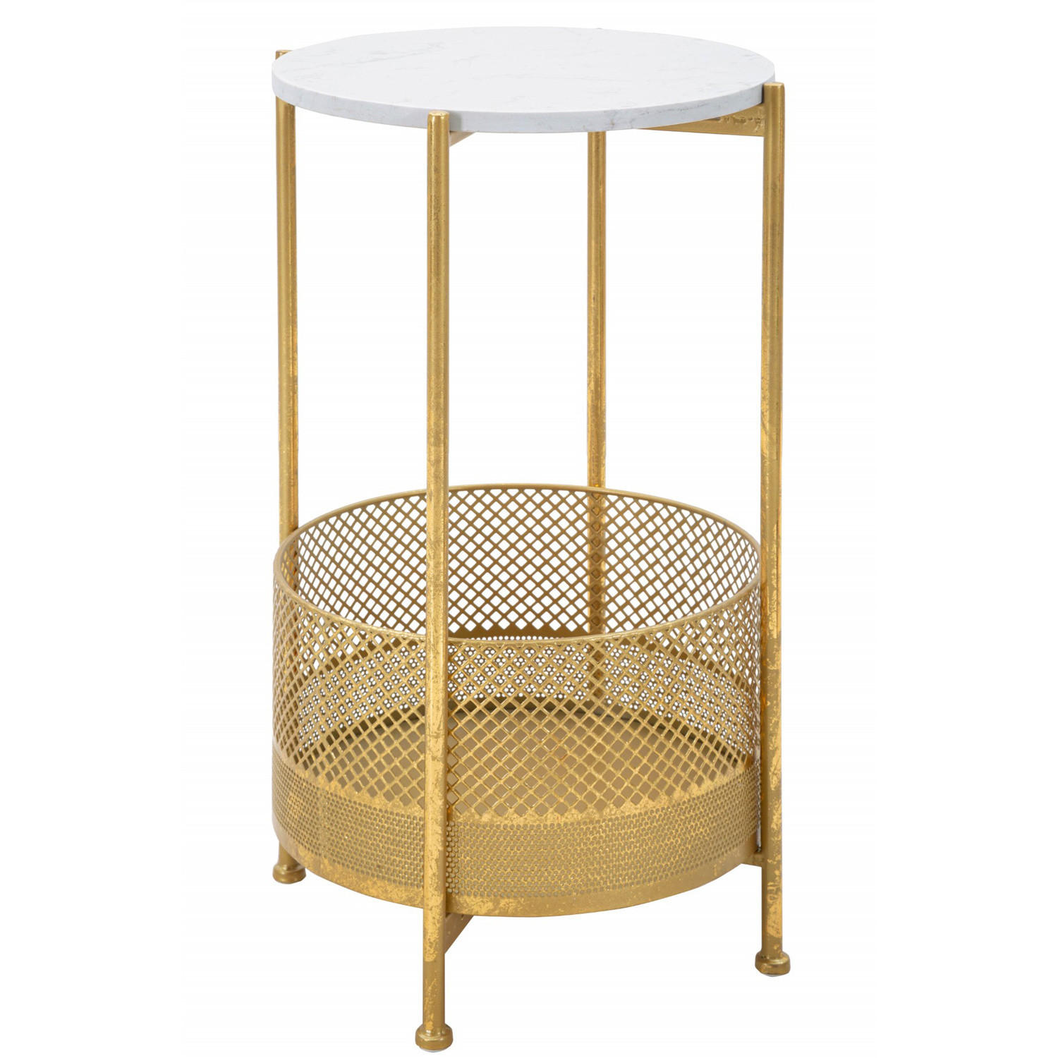 KAFFEETISCH mit Korb Gold 35/35/62 cm - Goldfarben, Metall (35/35/62cm) - Mauro Ferretti