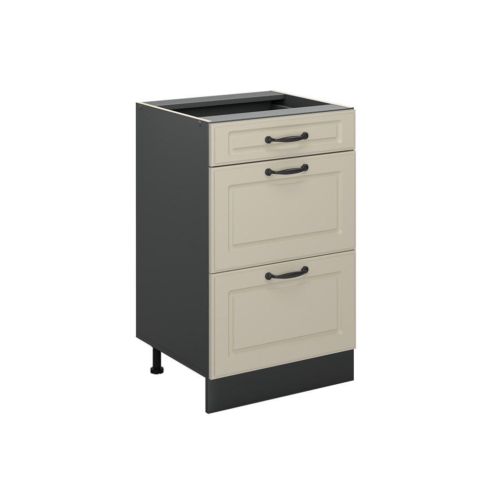 KÜCHENUNTERSCHRANK R-Line, Sand Landhaus/Anthrazit, 50 cm ohne Arbeitsplatte - Sandfarben/Anthrazit, Holzwerkstoff (50/81.6/46cm) - Vicco