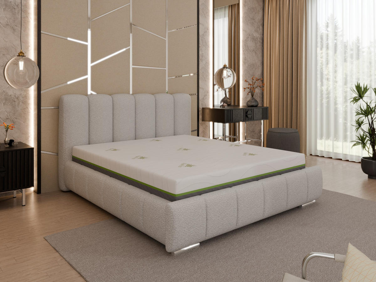 POLSTERBETT Zaira 160x200cm – Elegantes Polsterbett für modernen Wohnstil , ZONIERTE TASCHENFEDERN KOKOS (21cm), Sandfarben - Sandfarben, Holz (160/200cm) - Homesy