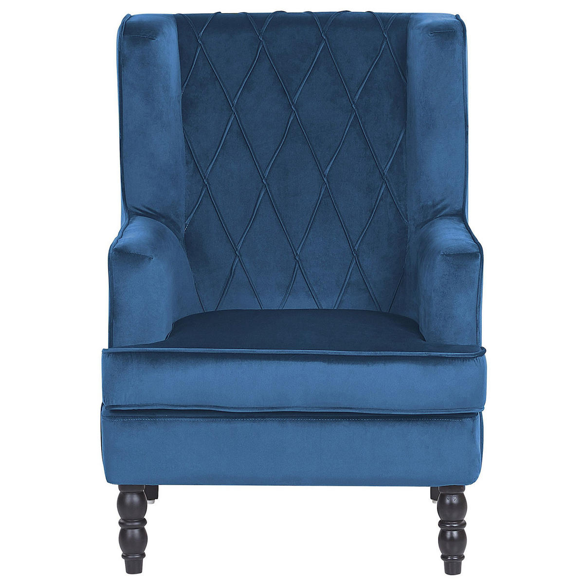 SESSEL Samtstoff blau plus Hocker Sandset - Blau, Textil (72/103/75cm) - Beliani
