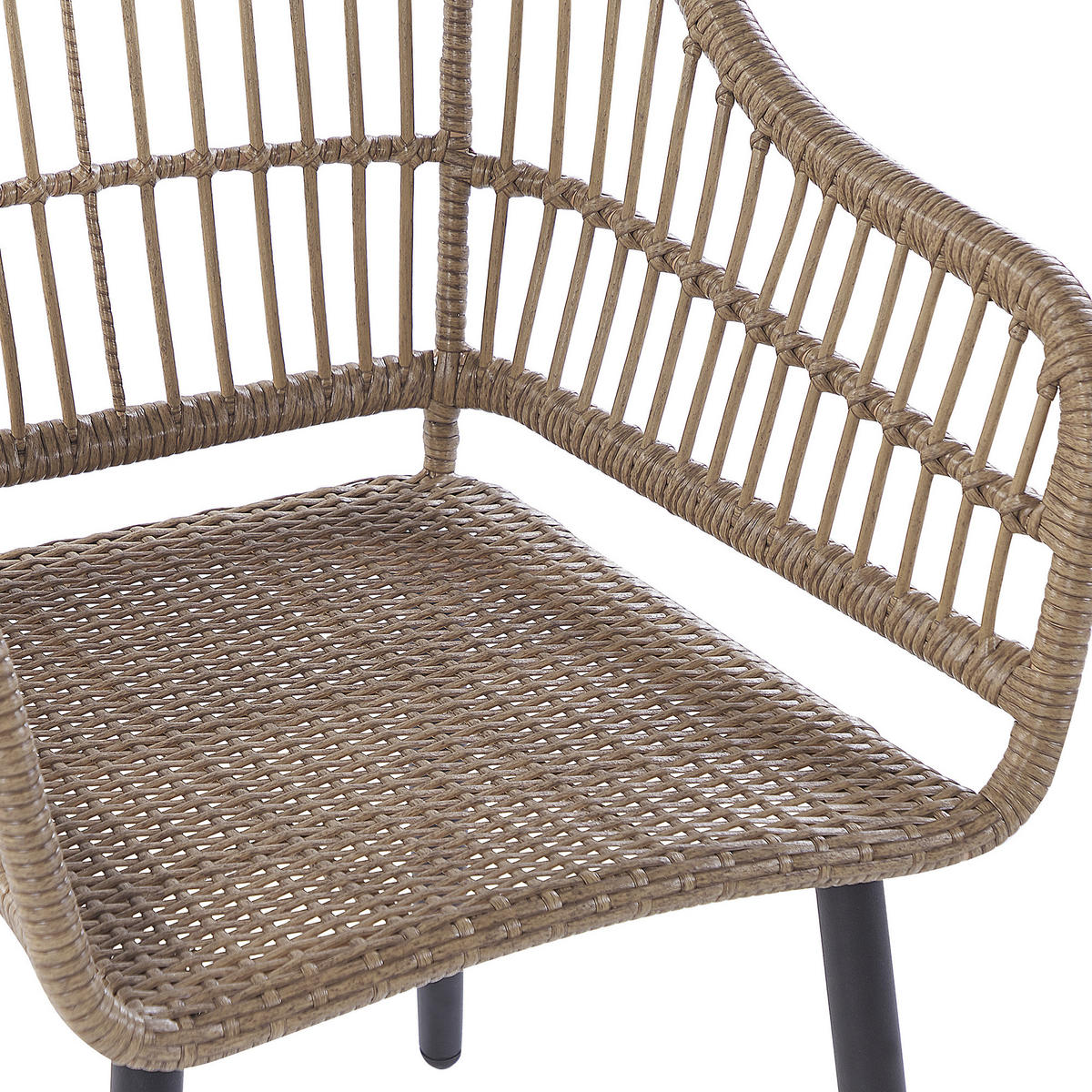 GARTENMÖBEL SET 6-Sitzer Rattan natürlich Auflagen beige Aliano II - Beige/Schwarz, Kunststoff - Beliani