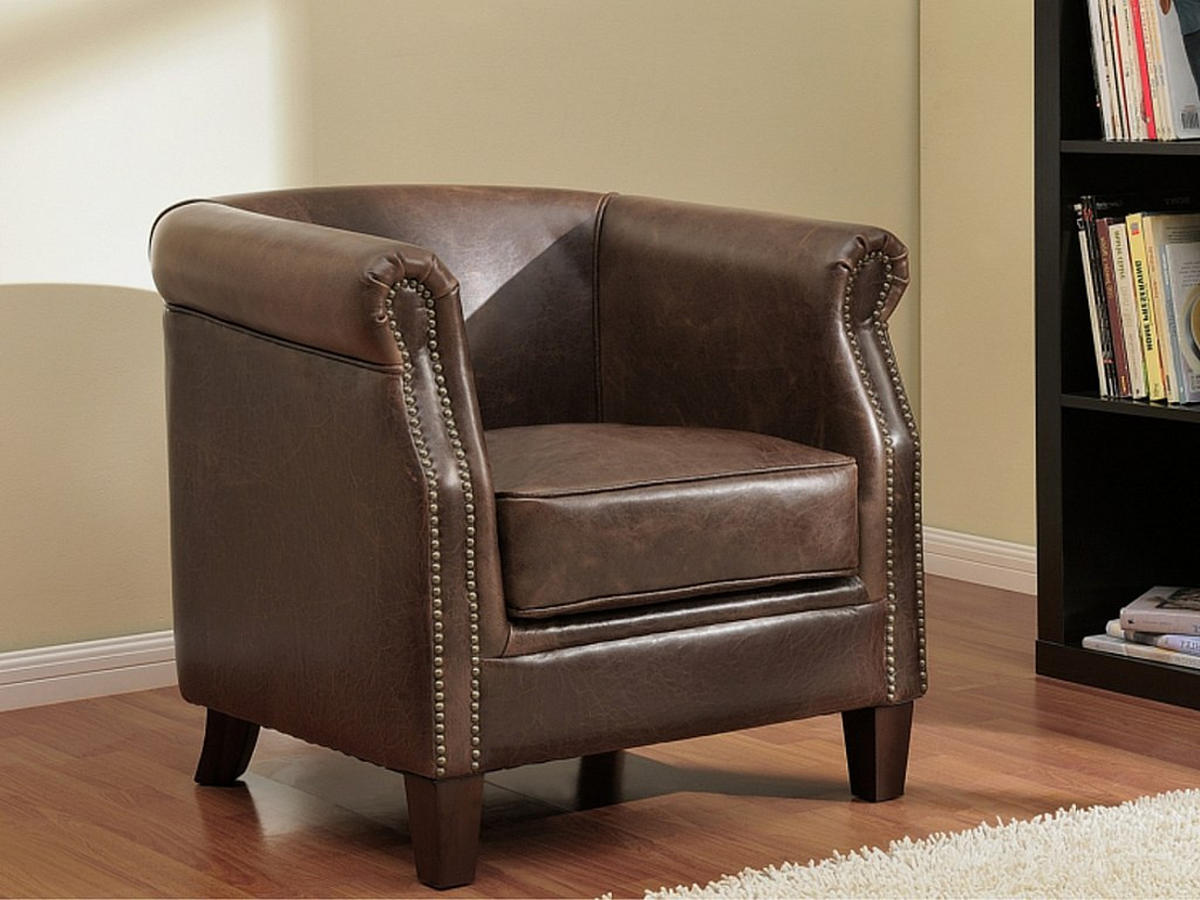 SESSEL mit gerader Rückenlehne - 1 -Sitzer - Spaltleder - schokoladenbraun - ENGUERRAND - Braun, Leder (78/72/77cm) - Vente-Unique