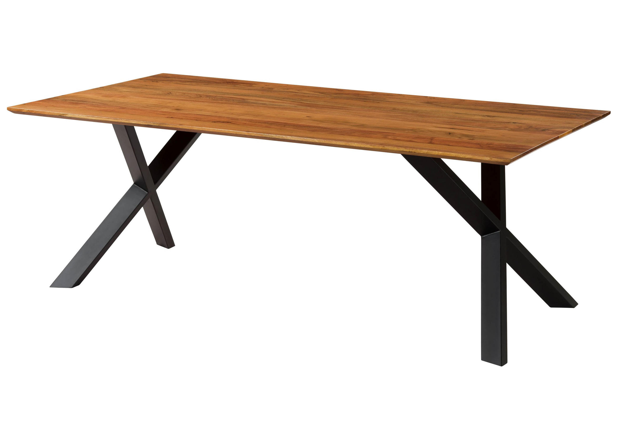 ESSTISCH Akazie 180x90x75 natur lackiert / ausgestellte X-Beine anthrazit matt SWISS EDGE - Grau, Holz (180/90/75cm) - Massivmoebel24