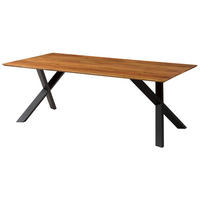 ESSTISCH Akazie 160x90x75 natur lackiert / ausgestellte X-Beine anthrazit matt SWISS EDGE - Naturfarben, Holz (160/90/75cm) - Massivmoebel24