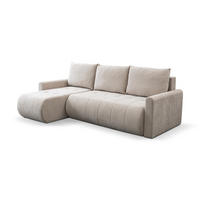 ECKSOFA Sprento Beige, in Chenille-Stoff, mit Schlaffunktion und Bettzeugfach - Beige, Holzwerkstoff/Textil (230/149cm) - Bettso