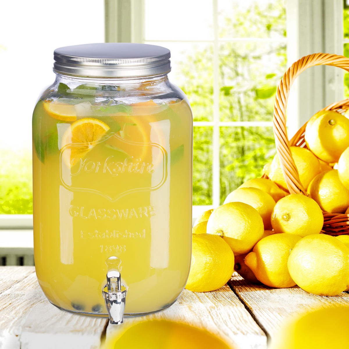 GETRÄNKESPENDER - Transparent, Glas/Kunststoff (8L) - Relaxdays