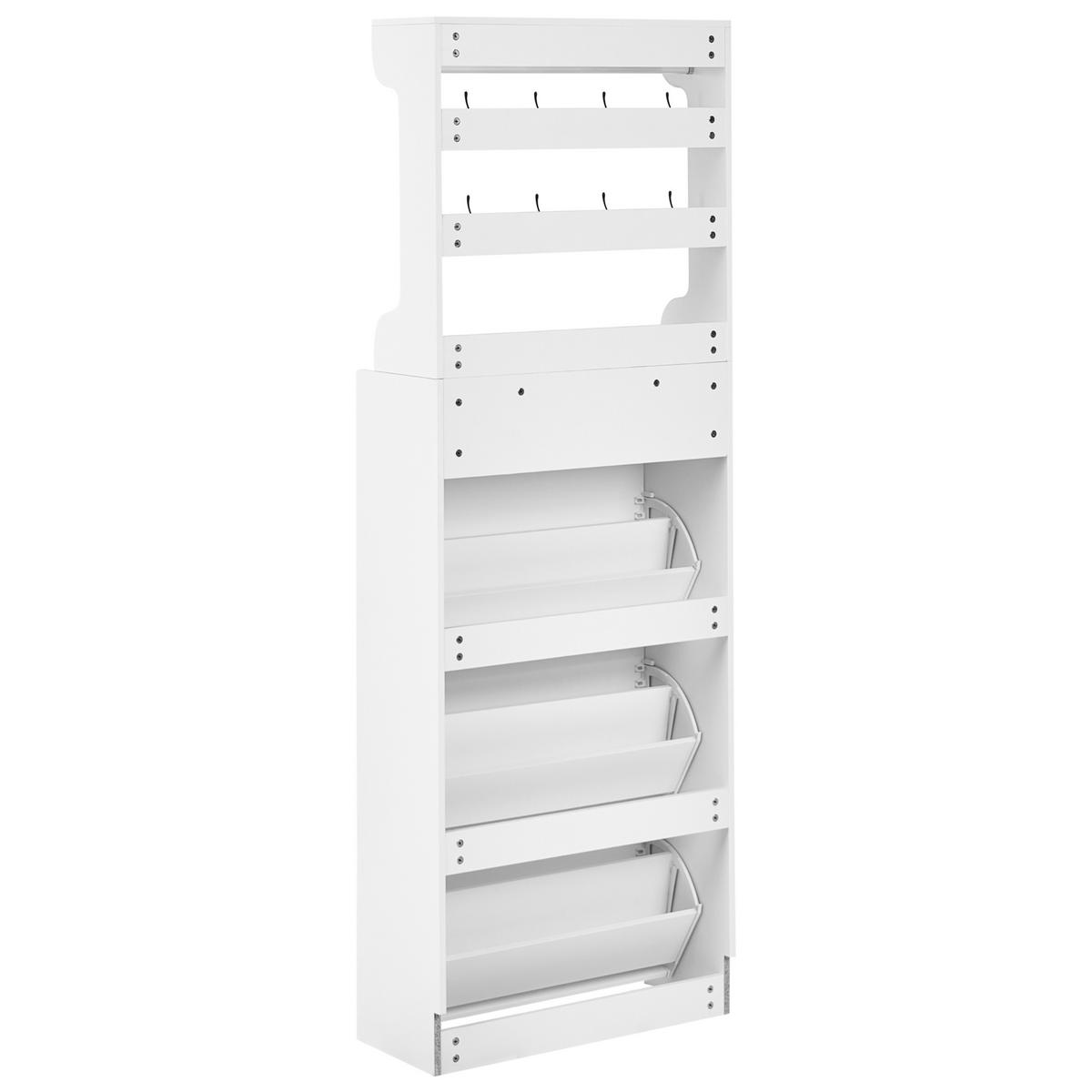 DULAP DE PANTOFI alb Dalhousie - alb, compozit lemnos (70/200/30cm) - Beliani