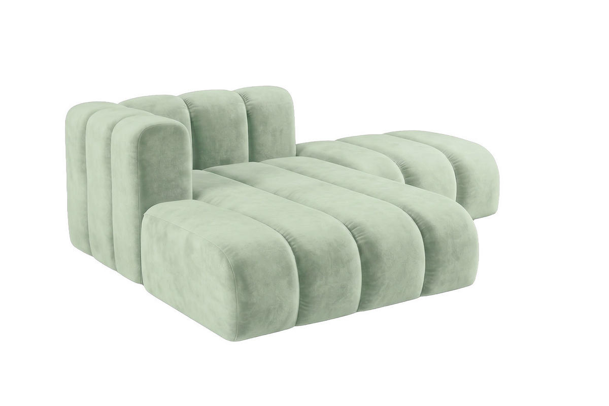 CHAISELONGUE Modulare Mit Hocker, Velvet-Stoff Riviera, Mintz, Links, GRAND - Mintgrün, Holz (204/179cm) - Kaiser Möbel