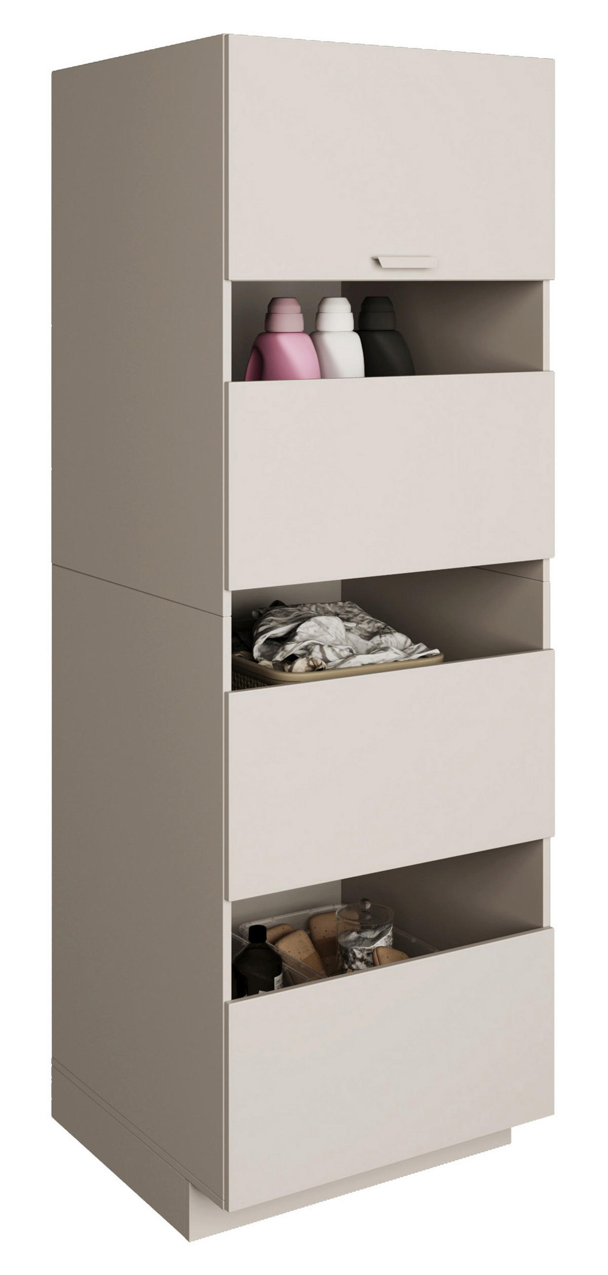 BADEZIMMER-HOCHSCHRANK Holv Kaschmirgrau 68 cm - Taupe, Holzwerkstoff/Metall (67.5/200/66cm) - Selsey