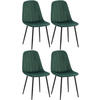 STUHL 4er Set Samt Grün - Schwarz/Grün, Textil/Metall (45/88/54cm) - CLP
