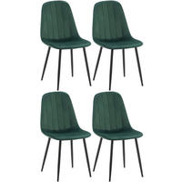 STUHL 4er Set Samt Grün - Schwarz/Grün, Textil/Metall (45/88/54cm) - CLP