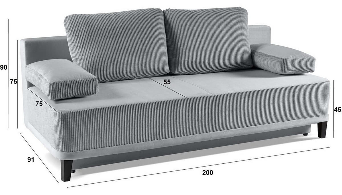 SCHLAFSOFA OSLO, Sofa mit Schlaffunktion und Bettkasten, Farbe: Beige, Cordstoff - Beige, Textil (200/90/91cm) - Sepro Meble