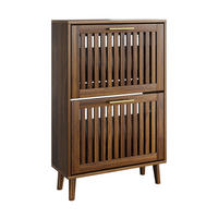 SCHUHSCHRANK 60 cm in Walnuss mit 2 Klappen und offenem Ablagefach - Walnussfarben, Holzwerkstoff (60/93/24cm) - Flora Grace