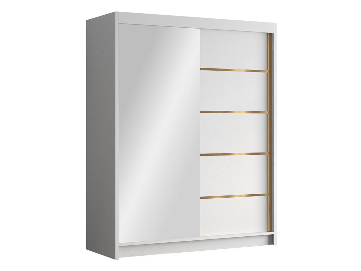 SCHIEBETÜRENSCHRANK Flavio III - Goldfarben/Weiß, Holzwerkstoff/Metall (150/200/58cm) - MIRJAN24