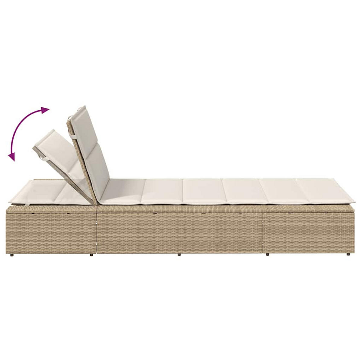SONNENLIEGE Mit Schwebender Auflage Beige Poly Rattan - Beige, Kunststoff (210/79/100cm) - vidaXL