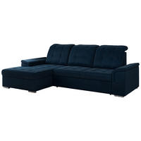 ECKSOFA MADRITO L - Dunkelblau Velorus - Links - Silberfarben/Dunkelblau, Textil/Metall (160/256cm)