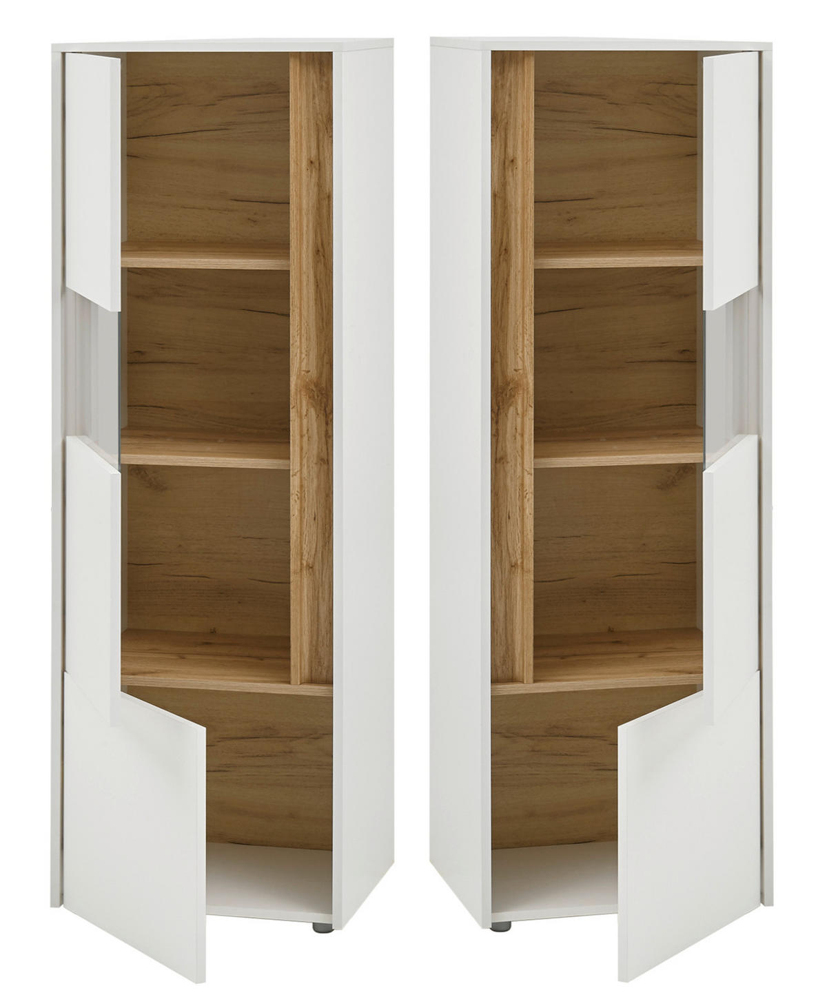 WOHNWAND weiß, Eiche Wotan 410 cm, Wohnkombination mit Sekretär - Eiche Wotan/Schwarz, Glas/Holz (410/170/40cm) - Furn.Design