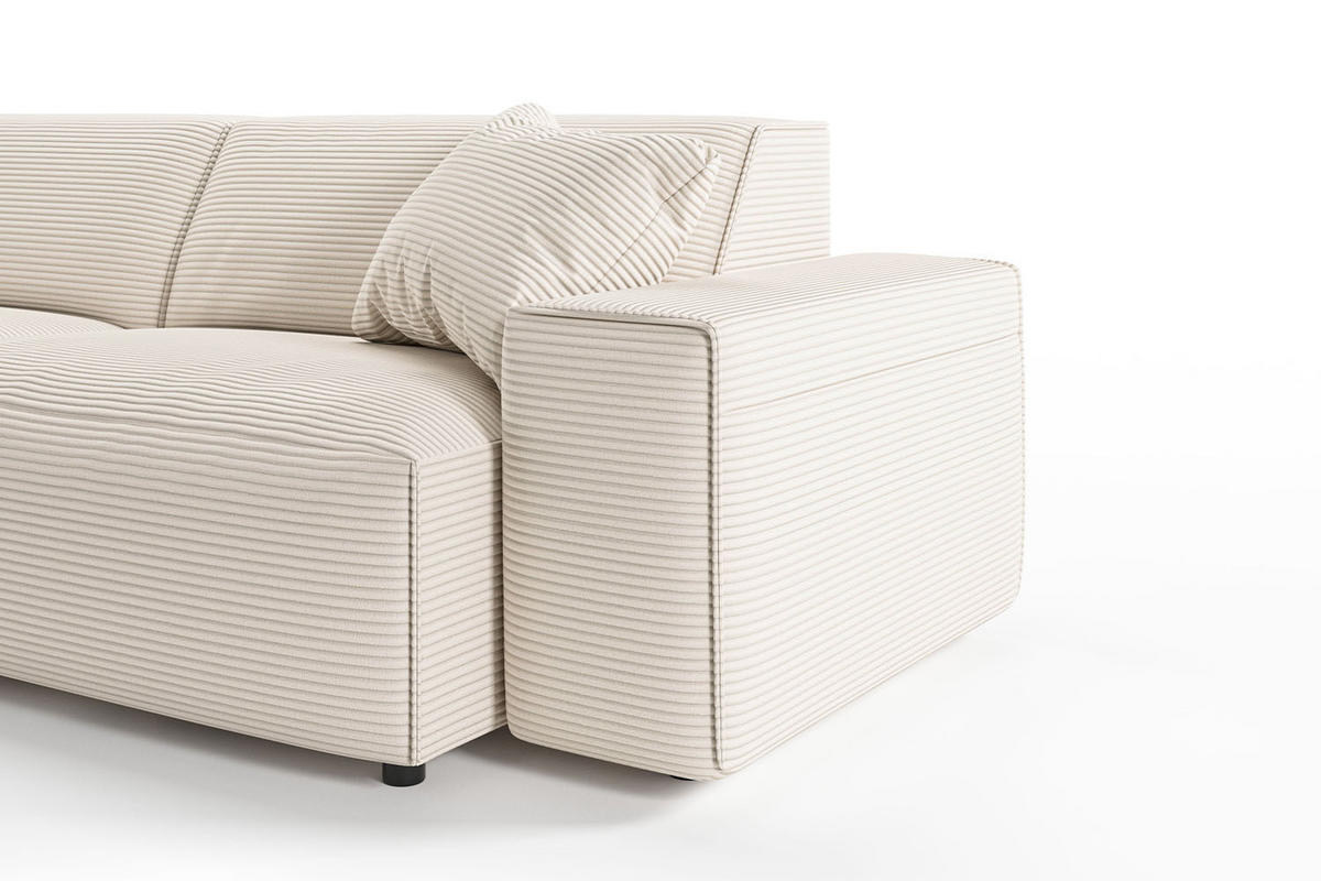 ECKSOFA RANI Cremeweiß Cord - Creme/Schwarz, Kunststoff/Textil (299/189cm) - KAWOLA