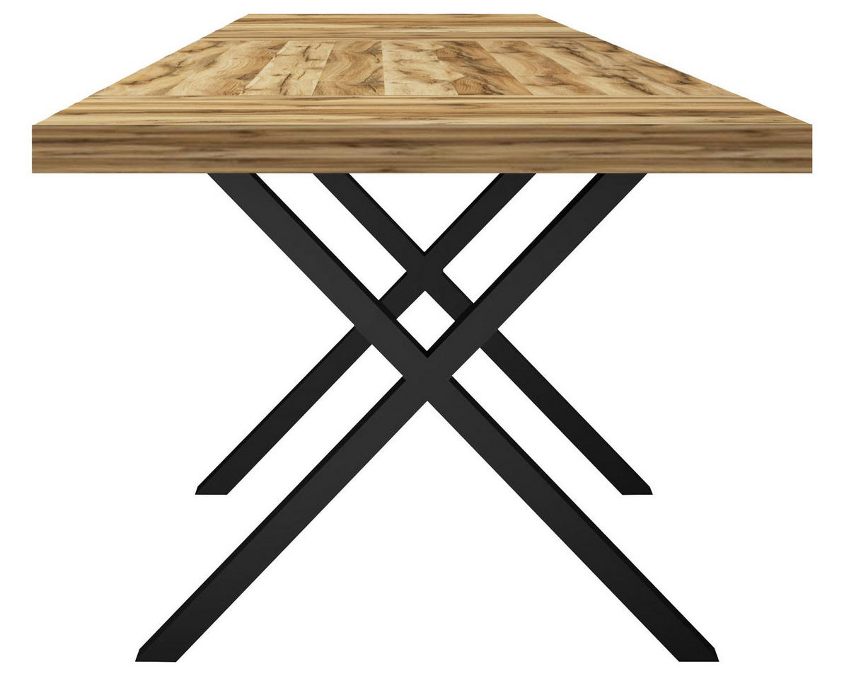 ESSTISCH Elgin 4 175-275x80x100 Holzwerkstoff Schwarz/Plankeneiche - Alteiche/Schwarz, Holzwerkstoff (175/100/80cm) - 58aufmkessel