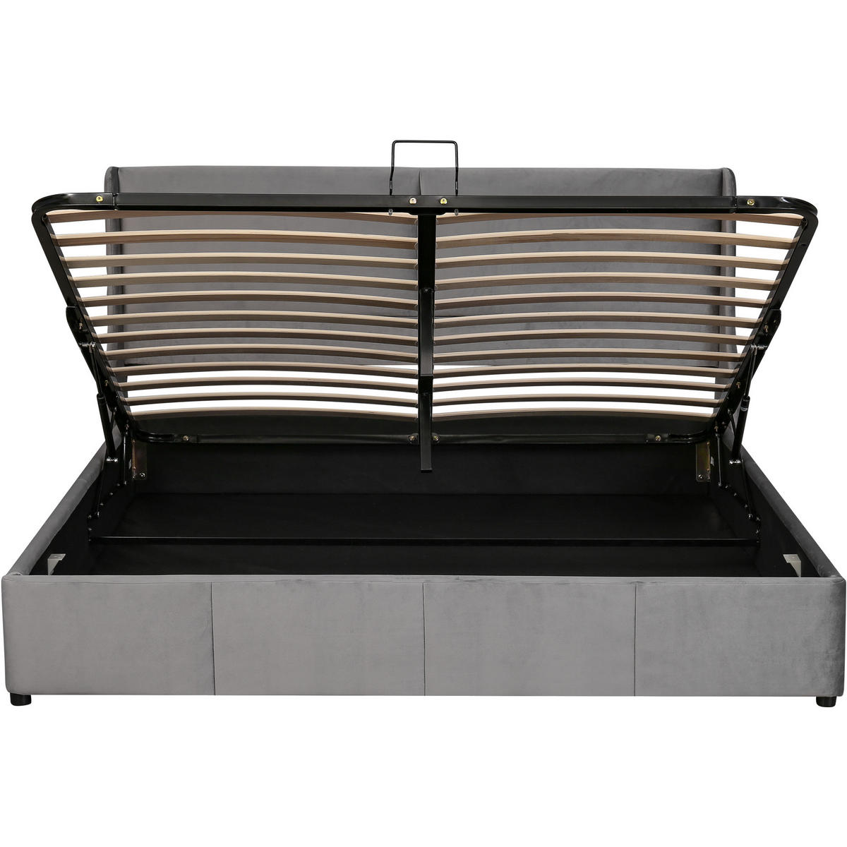 POLSTERBETT 160/200 cm grau mit hydraulischem Bettkasten - Grau, Textil (160/200cm) - OKWISH