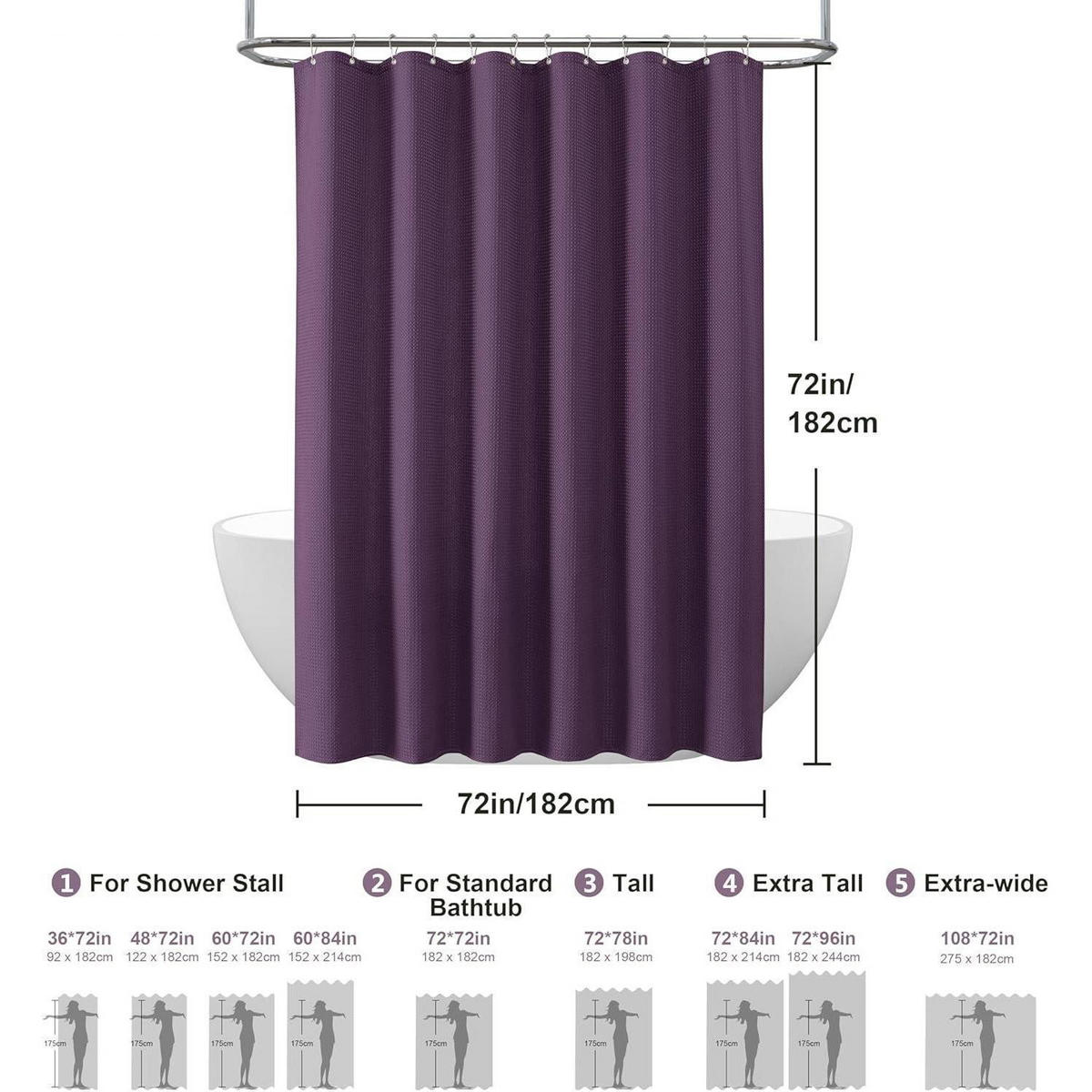DUSCHVORHANG Waffelstoff 182 x 182 cm Lila - Lila, Textil (182/182cm)