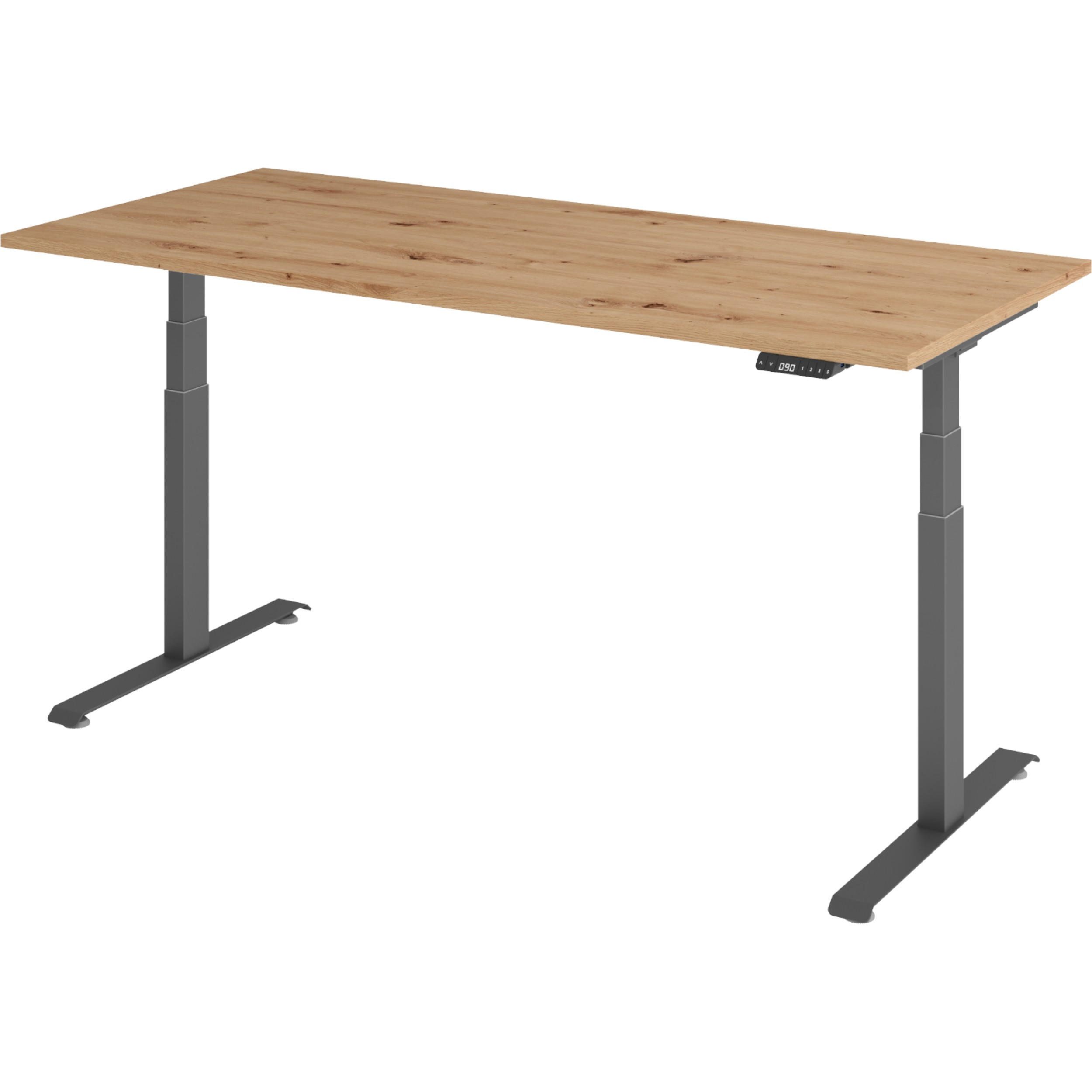 SCHREIBTISCH elektrisch 80/180/74 cm in Wildeiche/Graphitfarben - Wildeiche/Graphitfarben, Holzwerkstoff (80/180/74cm) - bümö