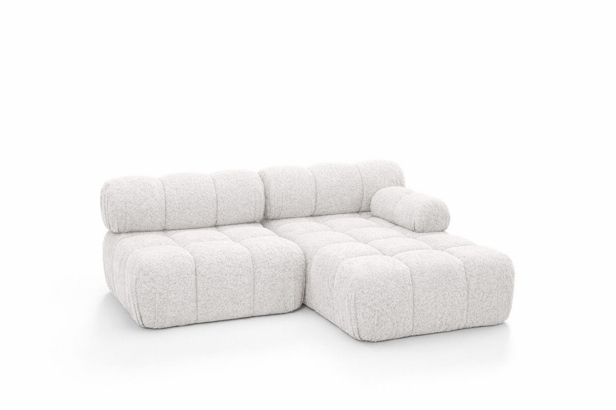 ECKSOFA L-Form Mini II Modular, Bouclé-Stoff Abriamo, Ecru, Rechts, Selia - Ecru, Holz (190/160cm) - Kaiser Möbel