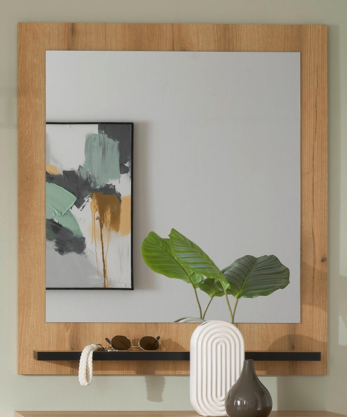 WANDSPIEGEL Evoke Eiche 79 x 89 cm, Garderobenspiegel mit Ablage - Eichefarben, Glas/Holzwerkstoff (79/89/10cm) - Furn.Design