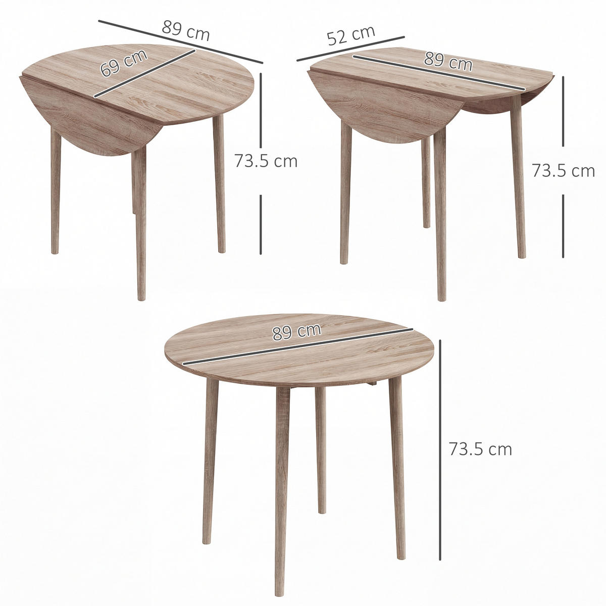 ESSTISCH Holzoptik 1 Stück - Beige, Kunststoff (89/89/73.5cm) - GiPP